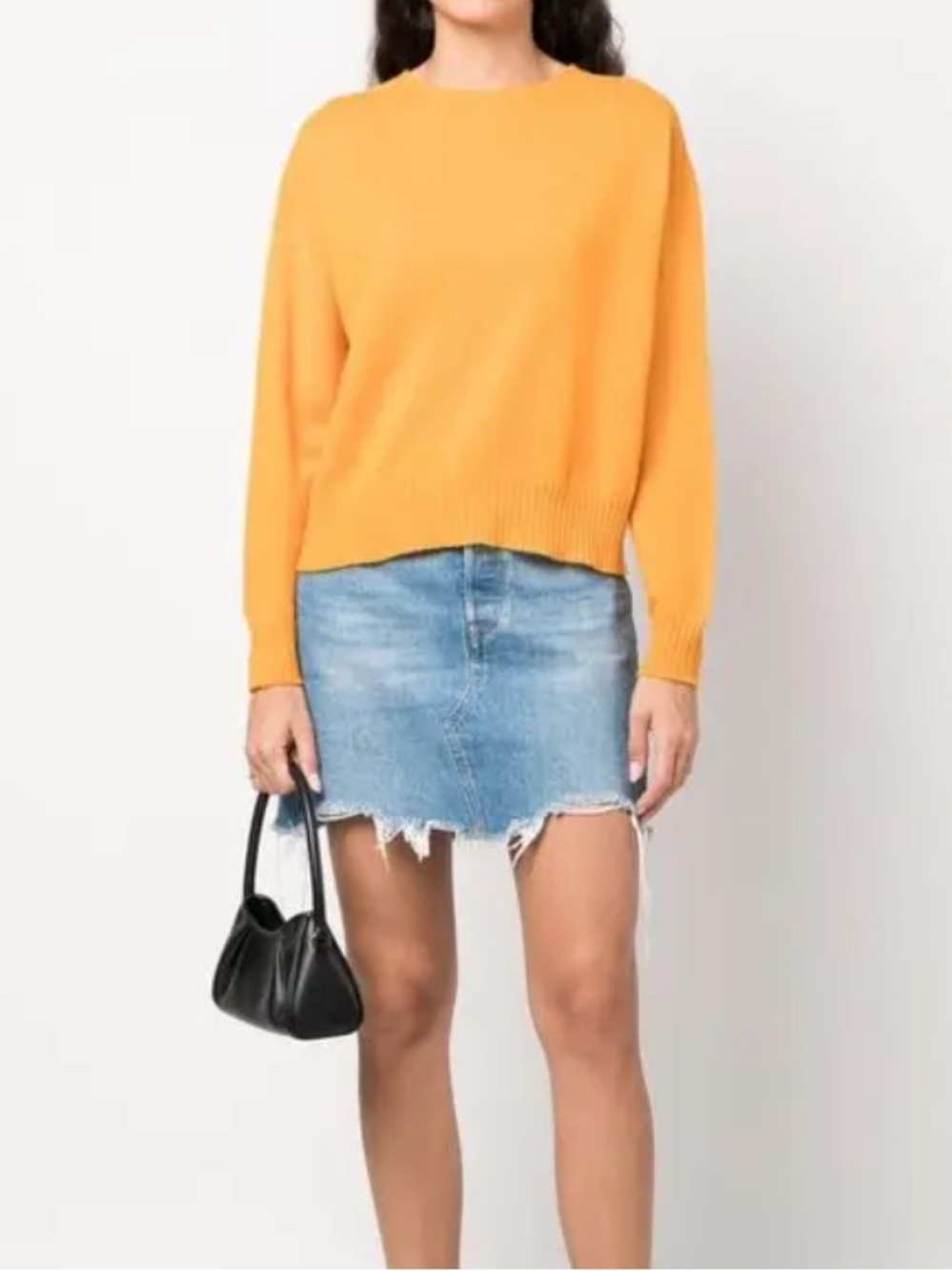 Twin-Set Cashmere Cropped Orange Crewneck Sweater